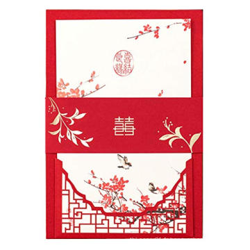 Carte d&#39;invitation de mariage de style chinois double bonheur de style chinois d&#39;impression, conception de carte de mariage